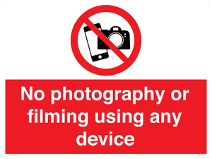 No photography or filming using any device